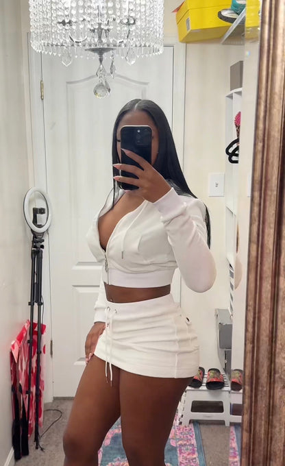 White lies mini skort set
