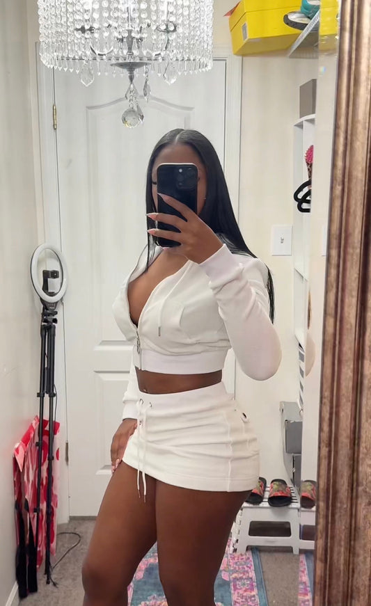 White lies mini skort set