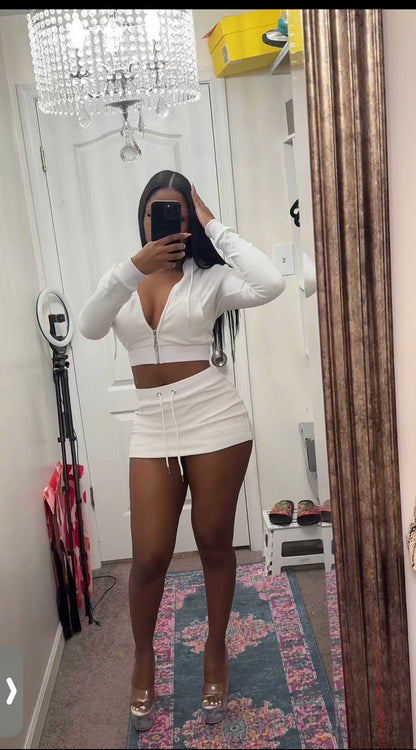 White lies mini skort set